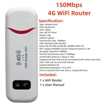 Router wireless 4G Modem de rețea de 150 Mbps Router Wifi 4G cu cartelă SIM Portable CPE wireless mobil Wi-fi Hotspot Modem de rețea