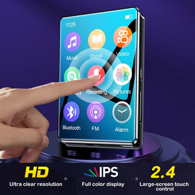 2,4-инчов цял екран MP3 плейър Мини ултратънък Bluetooth преносим HIFI музикален плейър MP4 видео възпроизвеждане FM рекордер за Walkman