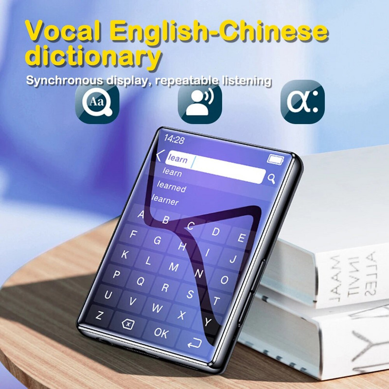 2,4-inčni mini ultra-tanki MP3 player preko cijelog zaslona Bluetooth prijenosni HIFI glazbeni player MP4 Video Reprodukcija FM snimač za Walkman