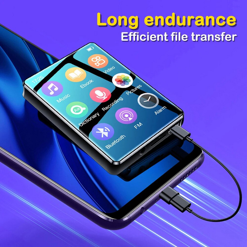 2,4-inčni mini ultra-tanki MP3 player preko cijelog zaslona Bluetooth prijenosni HIFI glazbeni player MP4 Video Reprodukcija FM snimač za Walkman