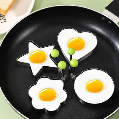 Креативен фритюрник за яйца от неръждаема стомана с множество форми Форма за яйца с дръжка Незалепващ инструмент за печене