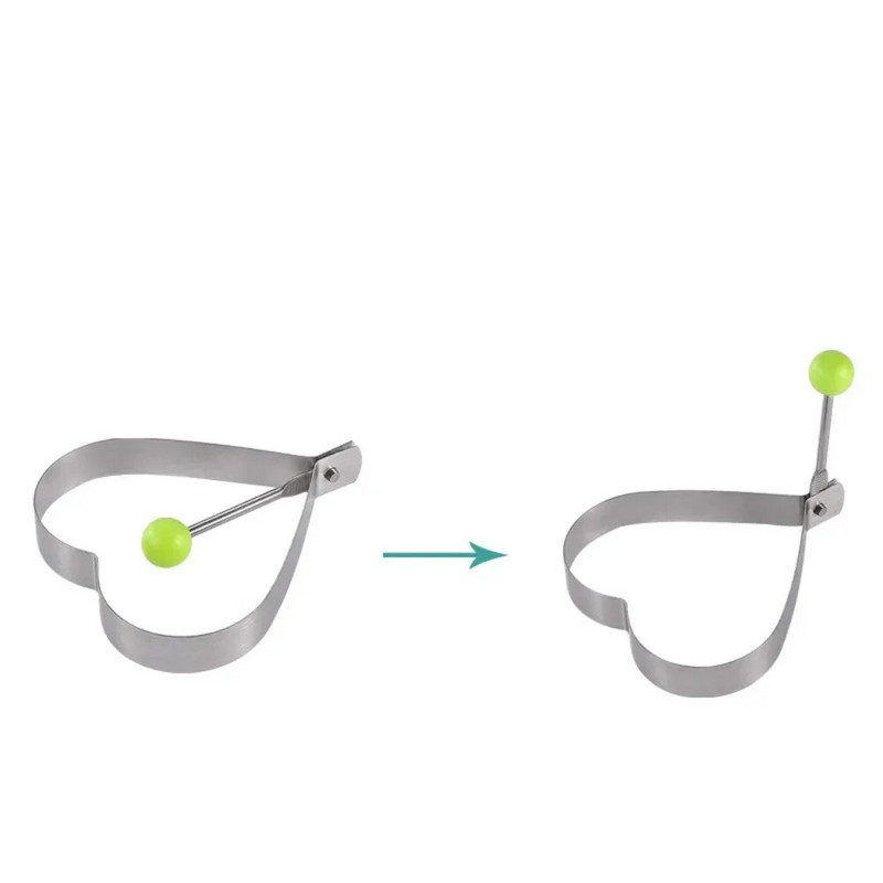 Kūrybiška nerūdijančio plieno kiaušinių gruzdintuvė su kelių formų kiaušinių formomis su nepridegančiu kepimo įrankiu rankena