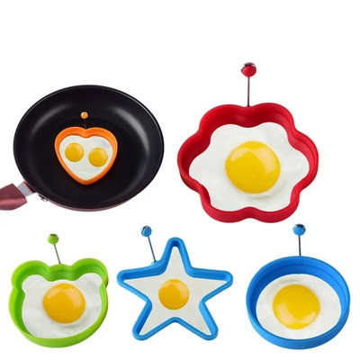 Закуска Омлет Форма за пържени яйца Силиконова кръгла форма на сърце Готвене на палачинки Направи си сам Инструменти Форма за пържене на яйца Кухненски инструменти