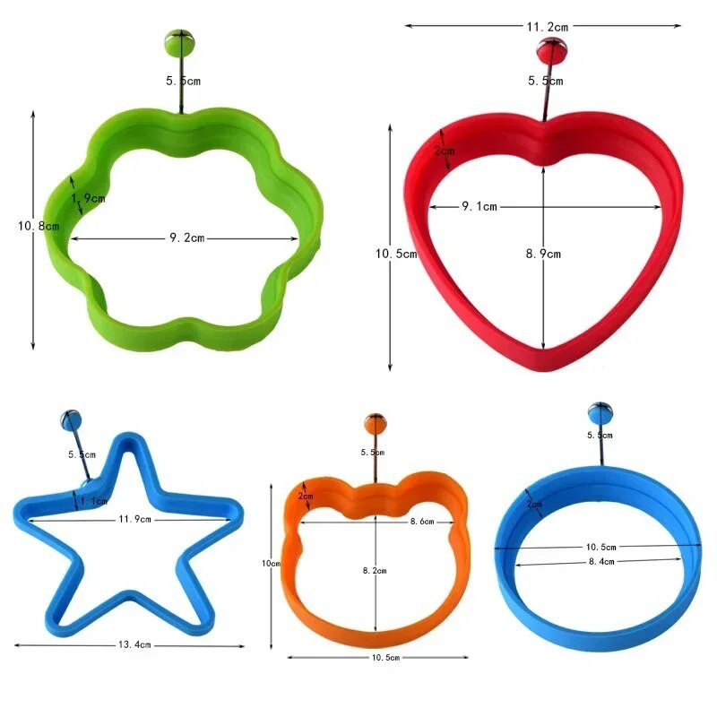 Pusryčių omletas Keptų kiaušinių formos Silikono apvalios širdies formos Blynų gaminimas „Pasidaryk pats“ Įrankiai Kepimo kiaušinių formoms Virtuvės įrankiai