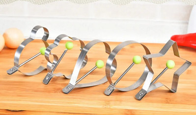 5 τμχ/σετ Τηγανητό αυγό φόρμα σε σχήμα καρδιάς Τηγάνισμα αυγό εργαλείο δαχτυλίδι φόρμα τηγανίτας από ανοξείδωτο ατσάλι Μαγείρεμα Εργαλεία κουζίνας Κόφτης κέικ