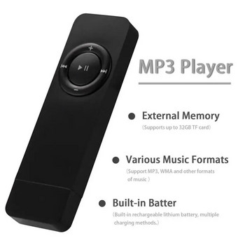 USB In-line Card MP3 Player U Disk Mini MP3 Player Support 32GB MicroSD TF Card Music Media Player Portable MP3 Music Media Player