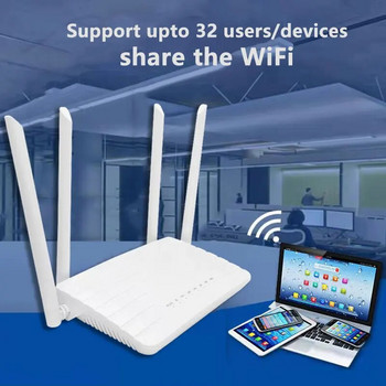 4G wifi рутер CPE SIM карта Hotspot CAT4 32 потребителя RJ45 WAN LAN безжичен модем LTE рутер