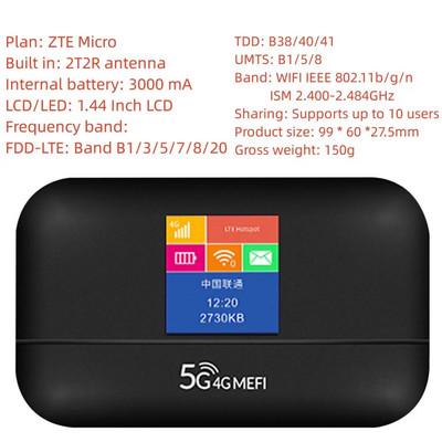 4G LTE maršrutētājs bezvadu Wifi pārnēsājams modems 150Mbps 3000mAh Power Bank Auto mobilais bezvadu maršrutētājs LCD displejs SIM kartes maršrutētājs