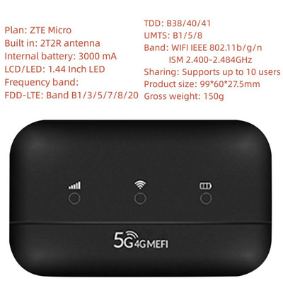 4G LTE maršrutētājs bezvadu Wifi pārnēsājams modems 150Mbps 3000mAh Power Bank Auto mobilais bezvadu maršrutētājs LCD displejs SIM kartes maršrutētājs