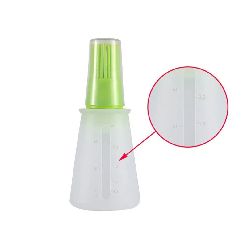 Silikono aliejaus buteliuko šepetys su dangteliu, atsparus aukštai temperatūrai, padažo teptukas, kepsninis blynas, kepimo pyragas