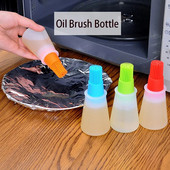 Silikoninio aliejaus buteliuko šepetys su karščiui atsparaus dizaino prieskoniais padažu, kepsnine, kepimo šepečiais.