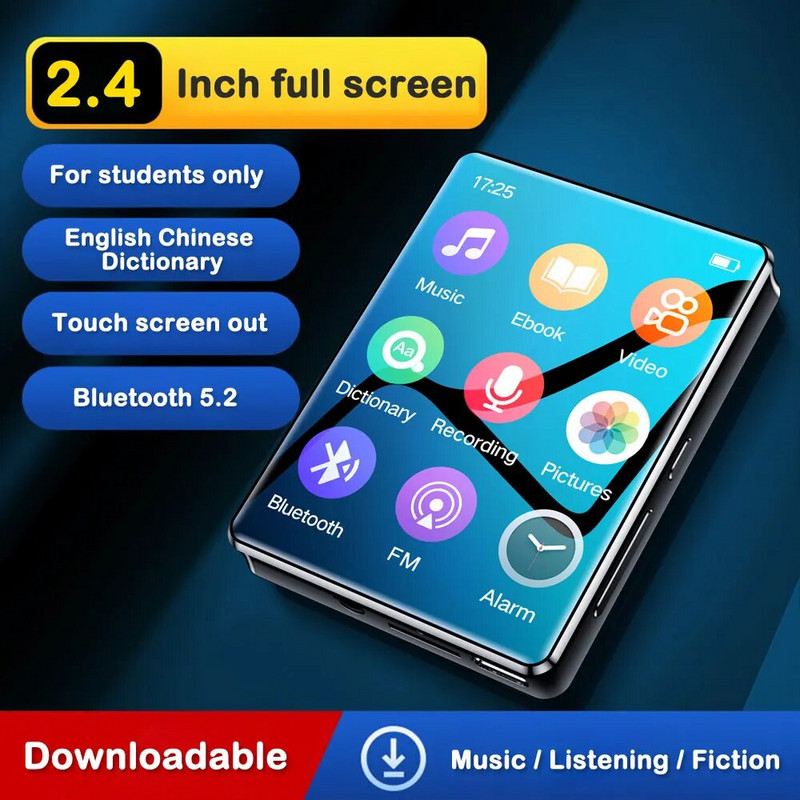 Prijenosni MP3 player Bluetooth HiFi stereo glazbeni player Mini MP4 video reprodukcija s LED zaslonom FM radio snimanje za Walkman