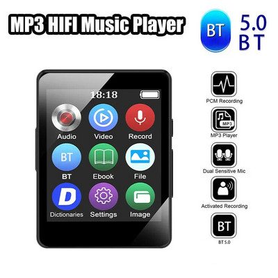 Player de muzică MP3 8/16/32/64GB HiFi Compatibil cu Bluetooth 5.0 Difuzor stereo pentru muzică Ecran de 1,8 inci Player MP3 sportiv Cadou pentru copii