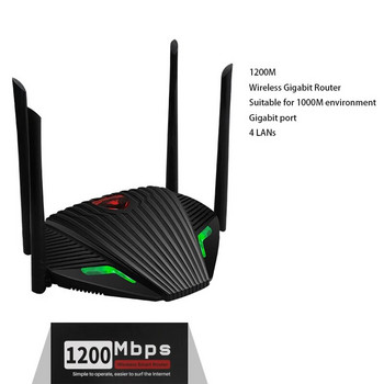 Κάρτα δικτύου Wifi Router Θύρα gigabit ασύρματος επαναλήπτης σήματος 1200M Dual Band Εξωτερική κεραία 2,4&5GHz Ασύρματος δρομολογητής wifi