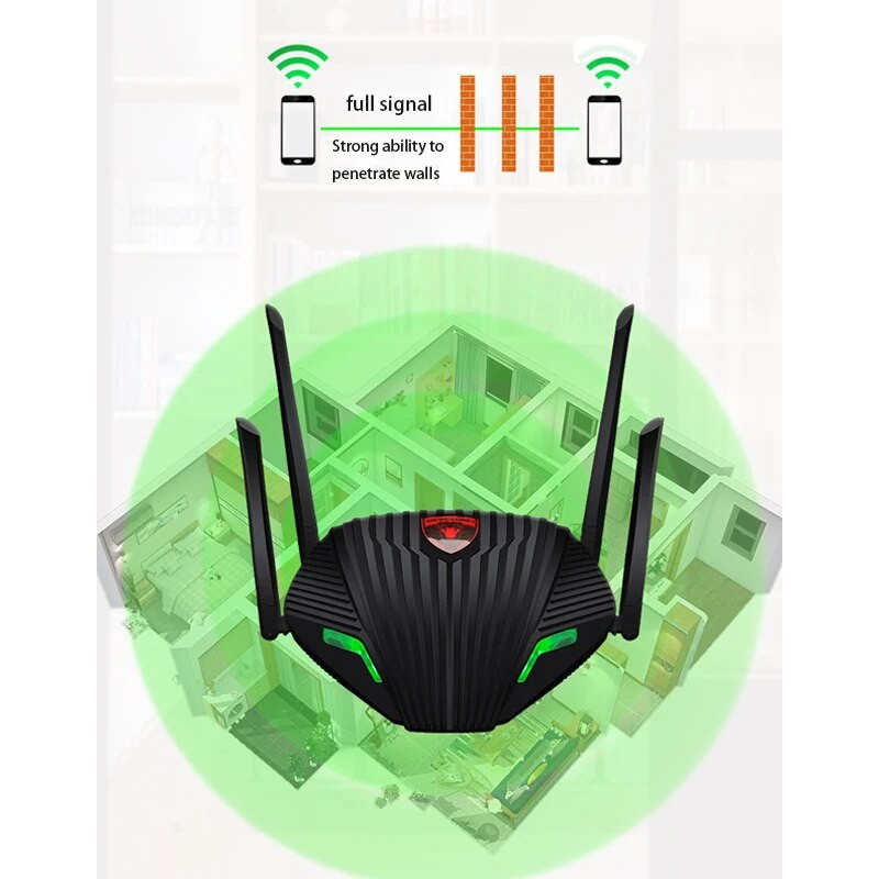 Võrgukaart Wifi ruuter gigabit port traadita signaali repiiter 1200M kahesageduslik väline antenn 2.4&5GHz traadita ruuter wifi