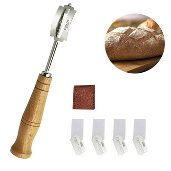 Пластмасови/дървени инструменти за хляб Lame Скрепер за пекарни Нож за хляб/резачка/резачка за тесто Хлябове за нарязване Lame с остриета Arc Извит нож