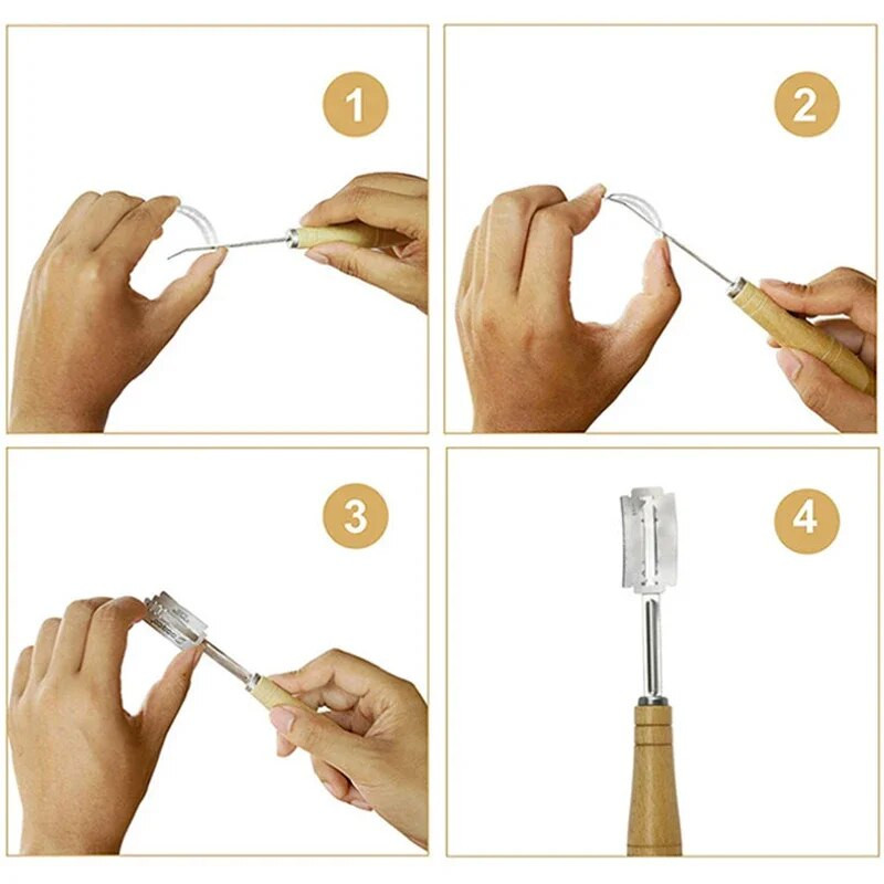 Plastikiniai / mediniai duonos nešvarumų įrankiai Kepyklos grandiklis Duonos peilis / pjaustyklė / pjaustytuvas Tešlos duonos šlifavimas su ašmenimis Lankinis išlenktas peilis