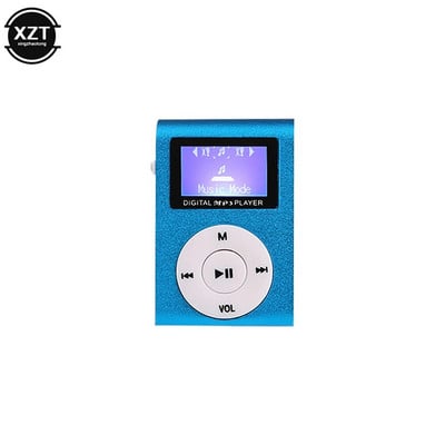 Pārnēsājams mini MP3 atskaņotājs ar LCD ekrānu metāla klipsi USB MP3 mūzikas atskaņotāji atbalsta SD TF studentu Walkman