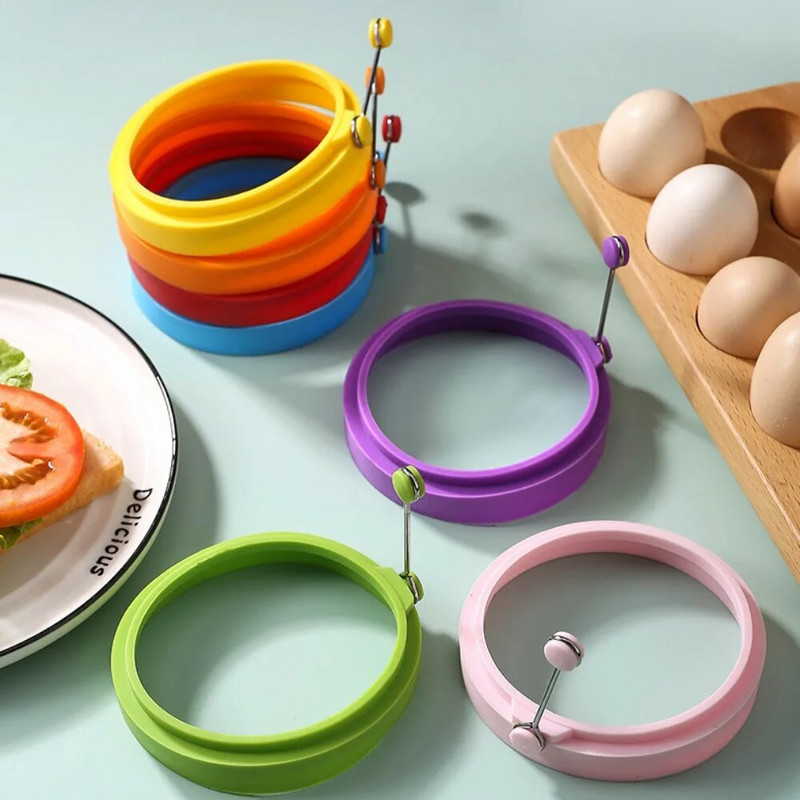 Silikoninis keptų kiaušinių blynų žiedas omletas keptų kiaušinių apvalios formos kiaušinių forma pusryčiams ruošti keptuvė Orkaitės virtuvė