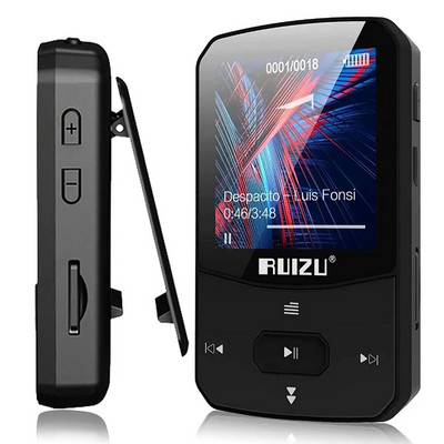 RUIZU X52 Sports Bluetooth MP3-mängija kaasaskantav seljaklamber Mini Music Walkman, toetab FM-i/salvestit/MP4-videopleierit 2,4-tolline ekraan