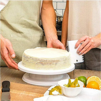 3PCS/Комплект Пластмасови инструменти за декориране на торти Резачка за тесто Скрапери за глазура Кухненски аксесоари Изглаждане на ръбовете на тортата Шпатули за крем и масло