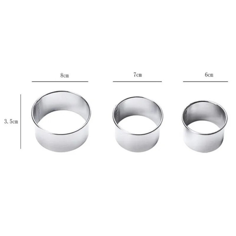 3 komada okruglih kalupa za knedle od nehrđajućeg čelika, set za rezanje, aparat za kolače, omot za kolače, alat za rezanje tijesta, kuhinjski dodaci