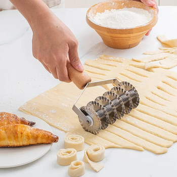 Κόφτης ζύμης 6 ρόδων από ανοξείδωτο ατσάλι Noodles Pizza Bread Divide Μαχαίρι Κουζίνας Ρυθμιζόμενο ρολό δαντέλας Εργαλεία ψησίματος