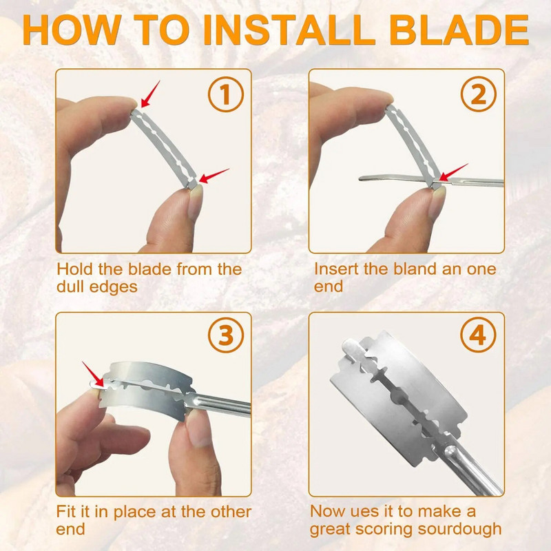 Walfos Bread Lame Új európai kenyérív ívelt kenyérvágó kés nyugati stílusú bagett francia pirítós vágó szerszámok