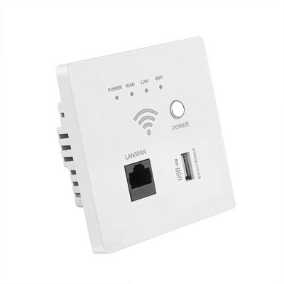 Router fără fir 300 Mbps Router 2,4 Ghz Priză WiFi fără fir Releu AP RJ45 Priză USB inteligentă Putere 220 V Router WIFI de perete încorporat