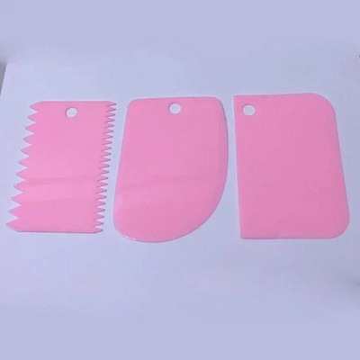 3 vnt / rinkinys Plastikiniai tortų dekoravimo įrankiai Tešlos pjaustytuvas Glazūrai gremžtukai Virtuvės aksesuarai Torto krašto lygumo kremo sviesto mentelės