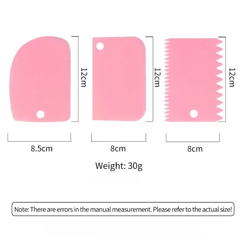 3 vnt / rinkinys Plastikiniai tortų dekoravimo įrankiai Tešlos pjaustytuvas Glazūrai gremžtukai Virtuvės aksesuarai Torto krašto lygumo kremo sviesto mentelės