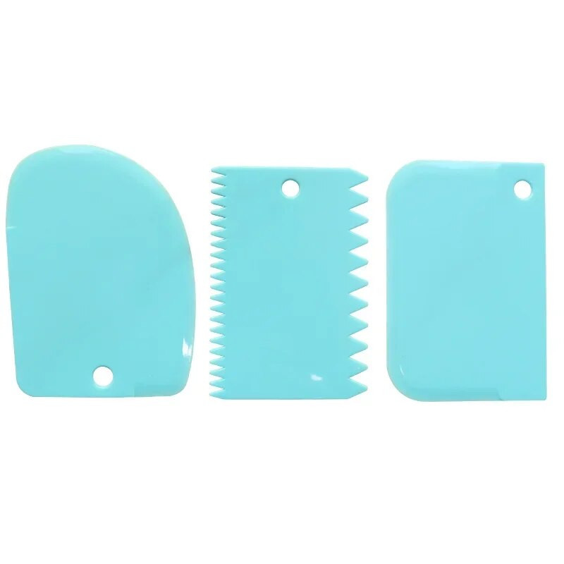 3 vnt / rinkinys Plastikiniai tortų dekoravimo įrankiai Tešlos pjaustytuvas Glazūrai gremžtukai Virtuvės aksesuarai Torto krašto lygumo kremo sviesto mentelės