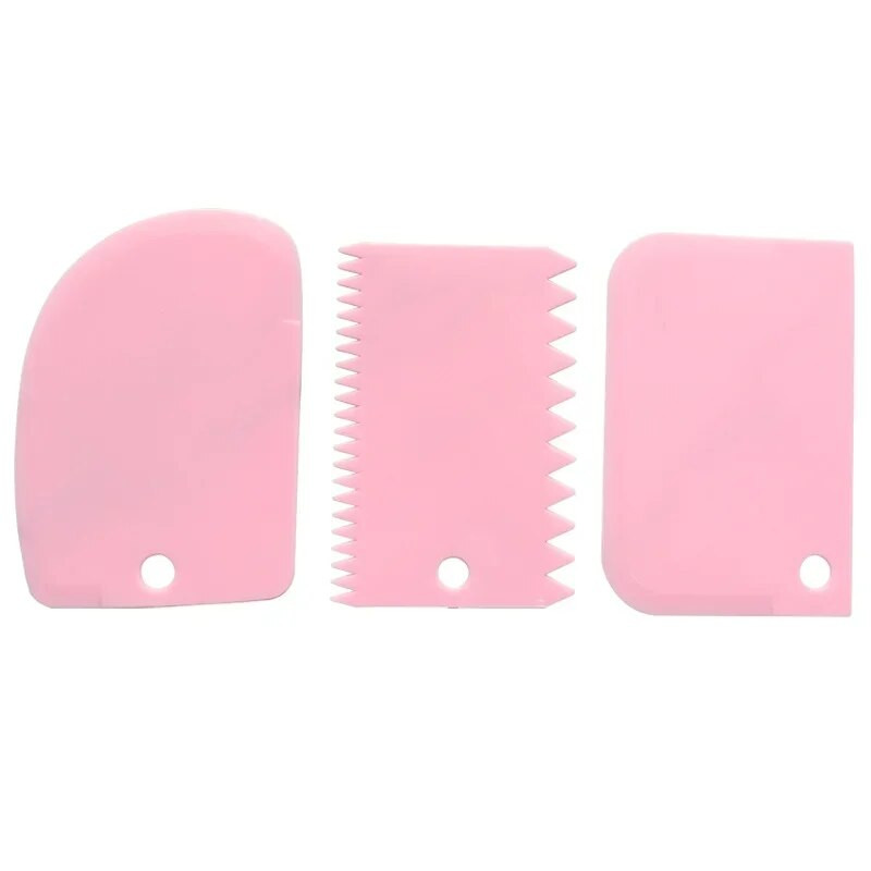 3 vnt / rinkinys Plastikiniai tortų dekoravimo įrankiai Tešlos pjaustytuvas Glazūrai gremžtukai Virtuvės aksesuarai Torto krašto lygumo kremo sviesto mentelės