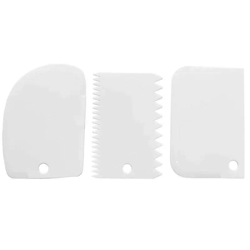 3 vnt / rinkinys Plastikiniai tortų dekoravimo įrankiai Tešlos pjaustytuvas Glazūrai gremžtukai Virtuvės aksesuarai Torto krašto lygumo kremo sviesto mentelės