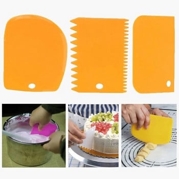 3 части / комплект нож за тесто, резачка за торта, многоцветен инструмент за печене, стъргалка, острие за торта, силиконова шпатула Инструменти за печене и сладкиши