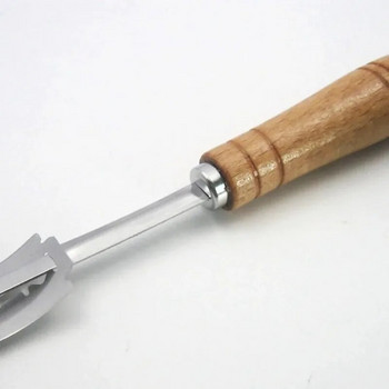 Дъга за хляб Извит нож Хлебопекарско острие Инструмент за рязане Дървена дръжка с 5 бр. Резервни остриета Аксесоар за нож за правене на тесто