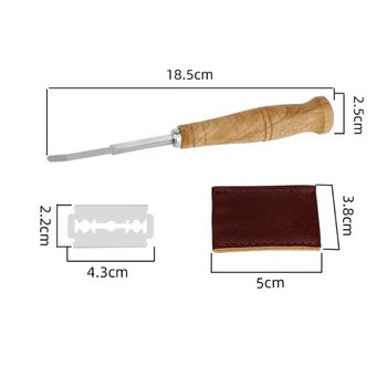 Bread Arc Curved Knife Bakers Blade Slashing Tool Wood handle with 5Pcs Replacement Blades Dough Making Cutter Accessor