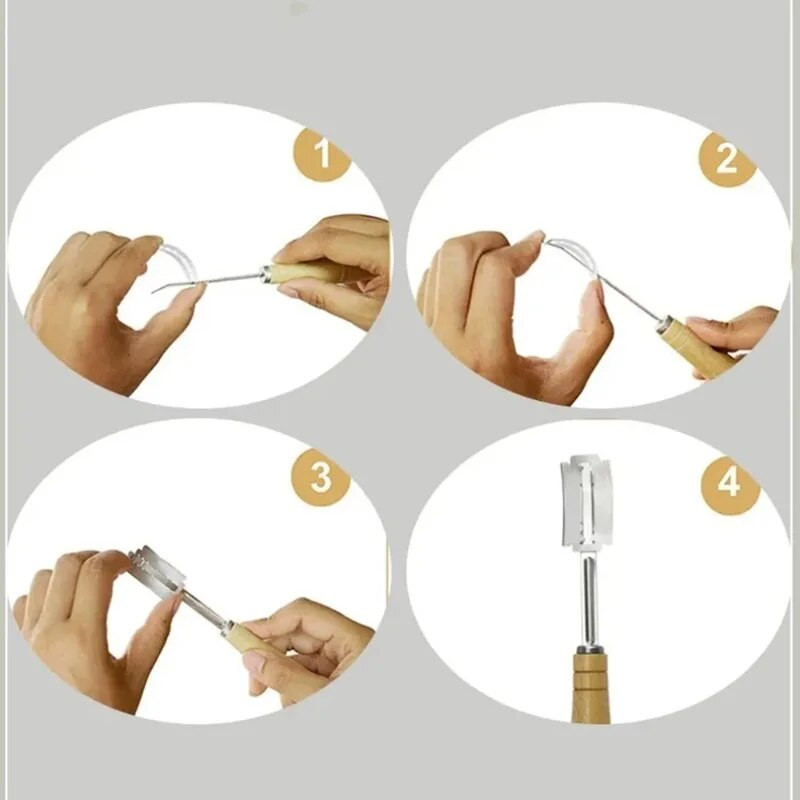 Duonos lanko lenktas peilis kepėjų ašmenų pjaustymo įrankis medinė rankena su 5 vnt pakaitiniais peiliais Tešlos gaminimo pjaustytuvo priedas