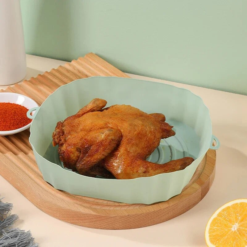 18 CM gaisa frier silikona grozs silikona veidne Airfryer cepeškrāsns cepšanas paplāte Pica cepta vistas grozs atkārtoti lietojama pannas ieliktņa piederumi