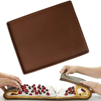 Πατάκι ψησίματος σιλικόνης Ελβετικό ταψί ρολό για κέικ Αντικολλητικό εργαλείο ζαχαροπλαστικής Μακαρόν Μαξιλαράκι ψησίματος Δίσκος κέικ Αξεσουάρ κουζίνας