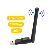 150 Mbps adapteris belaidžio tinklo plokštė Mini USB WiFi adapteris LAN Wi-Fi imtuvas Dongle Antenna 802.11 b/g/n, skirtas PC Windows
