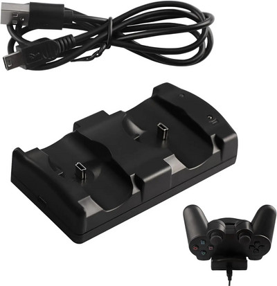 PS3 Controller Charger Station, Charging Dock за PS3 Original Wireless Dual Controller и Move Controller with LED Light Indic
