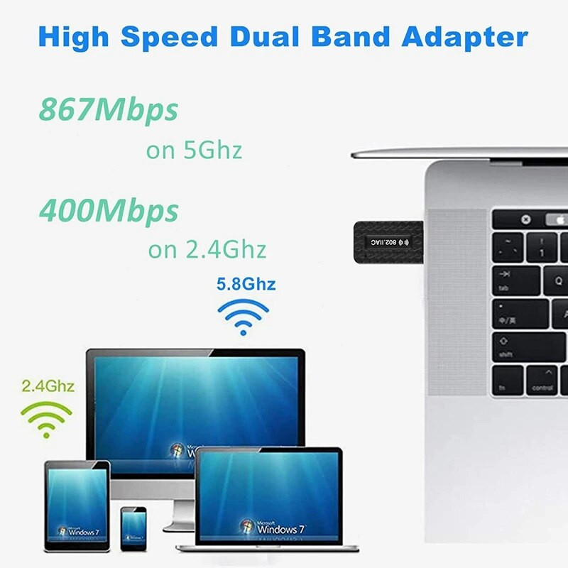 „WiFi 5 AC1300 USB Wifi Adapter Dual Band 2.4G 5G 1300Mbps Wifi USB Tinklo kortelė Belaidis rakto imtuvas RTL8812CU Antena