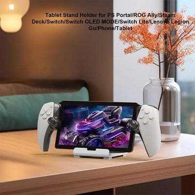 Държач за поддръжка на стойка за настолен компютър Спестете място Стойка за таблети със силиконова подложка против приплъзване за PS Portal Steam Deck ROG Switch Phone