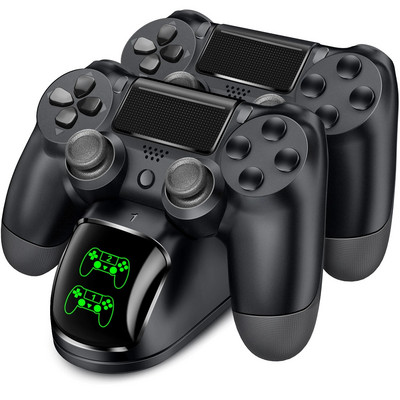 BEBONCOOL greito PS4 valdiklio įkrovimo doko stoties dvigubo įkroviklio stovas su ekranu, skirtas Play Station 4 / PS4 Slim / PS4 Pro