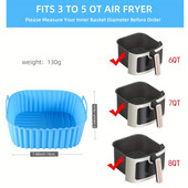 2/3/5 vnt Silikoninis oro gruzdintuvės įdėklas (7,48 colio) Kvadratinės oro gruzdintuvės įdėklai Silikono krepšelio dubuo Daugkartiniai kepimo įrankiai Virtuvės priedai