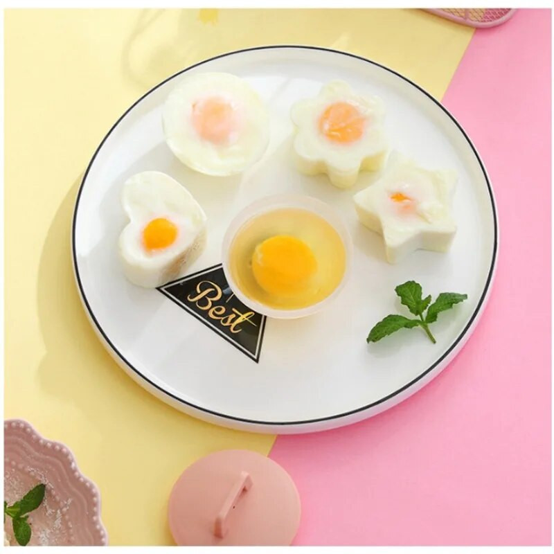 Namų virtuvė Virtų kiaušinių 4 dalių Kūrybinis pusryčių kiaušinių garintuvas Mielas animacinių filmų kiaušinių formelių rinkinys Virtuvės virtų kiaušinių kiaušinių viryklė
