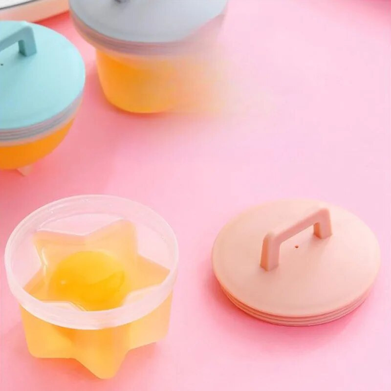 Namų virtuvė Virtų kiaušinių 4 dalių Kūrybinis pusryčių kiaušinių garintuvas Mielas animacinių filmų kiaušinių formelių rinkinys Virtuvės virtų kiaušinių kiaušinių viryklė