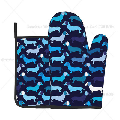 Taksų naminių šunų karščiui atsparios karštai orkaitės pirštinės ir puodų laikikliai, 2 vnt., virtuvės orkaitės pirštinės, skirtos ant grotelių kepimui, kepimui ant grotelių