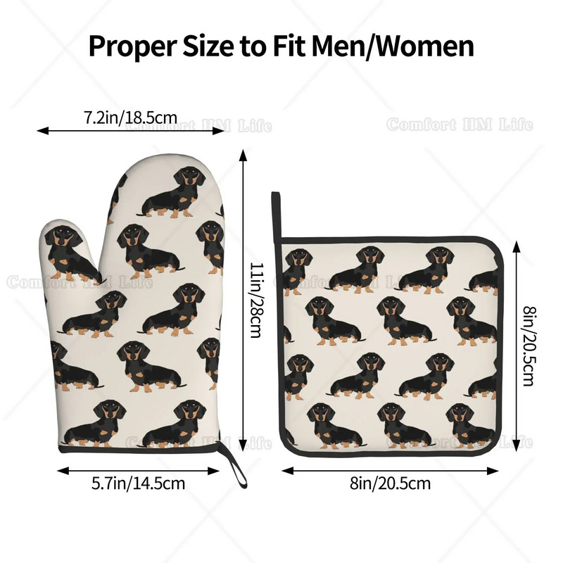 Taksų naminių šunų karščiui atsparios karštai orkaitės pirštinės ir puodų laikikliai, 2 vnt., virtuvės orkaitės pirštinės, skirtos ant grotelių kepimui, kepimui ant grotelių